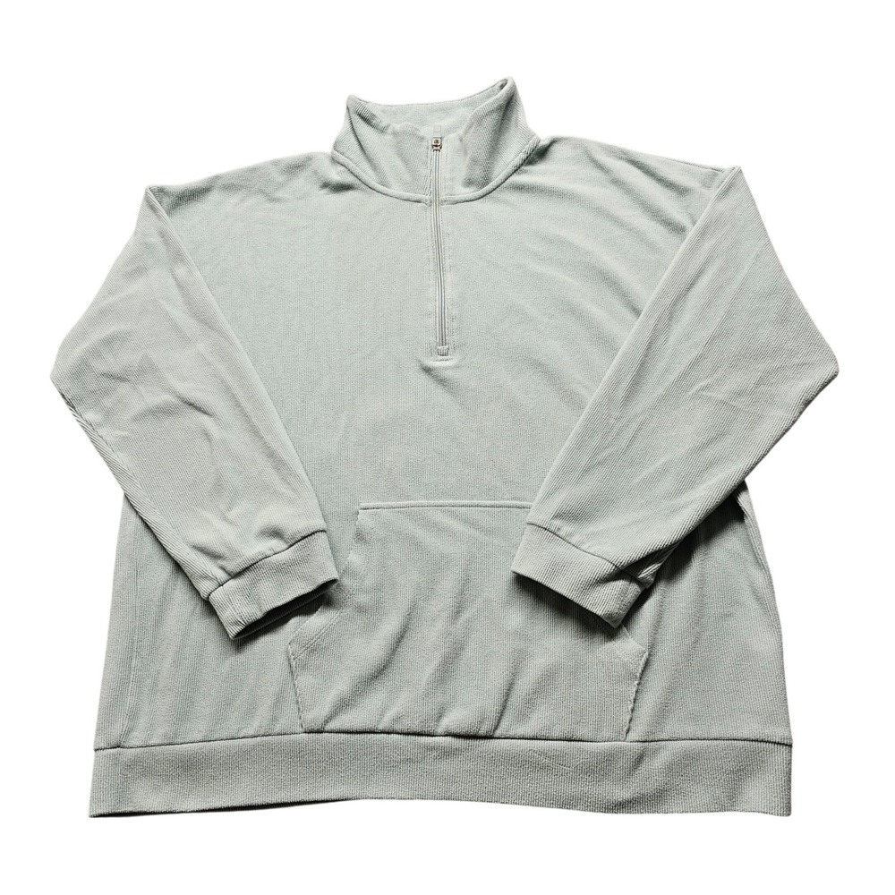 Marc New York Andrew Marc Mens XXL Sage Green Ribbed 1/4 Zip Pullover Outerwear